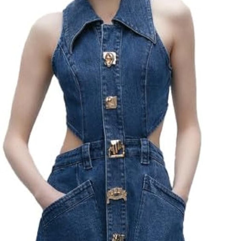 Urban Revivo cut out maxi denim dress